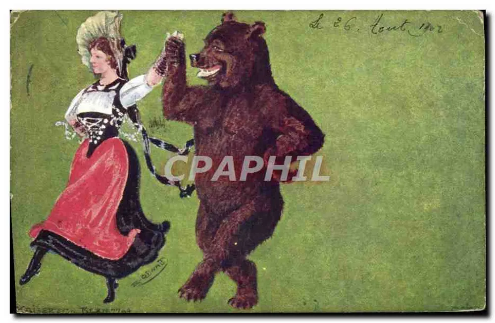 Danse avec un ours — scène illustrée — éditeur 'C. Ollivier' (signé en bas à droite) n° 2709 - Frente