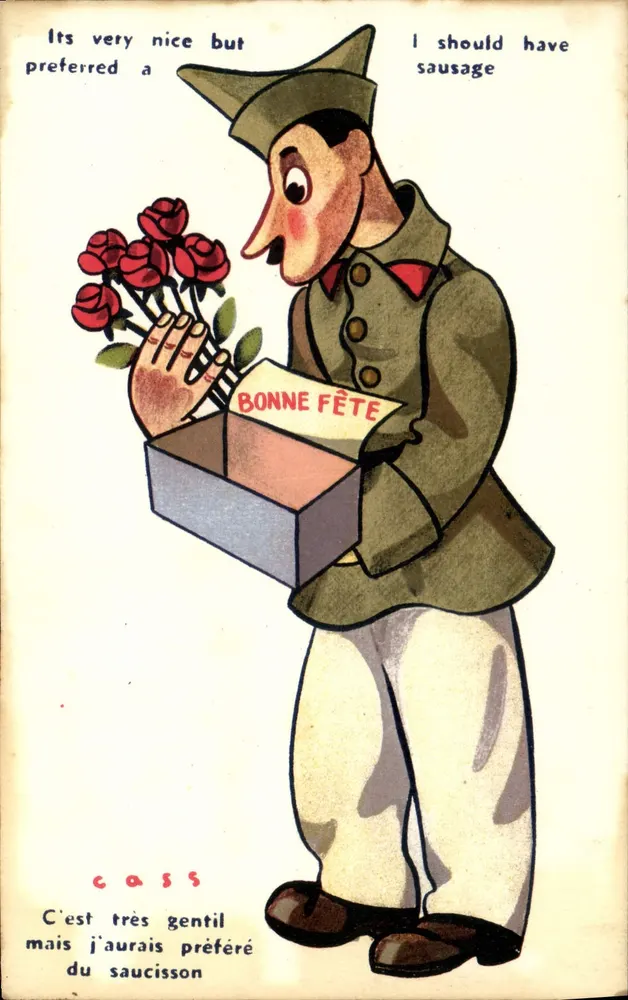 Soldat mit Rosen und Kiste — 'Bonne Fête' — Verleger ADIA - Vorderseite