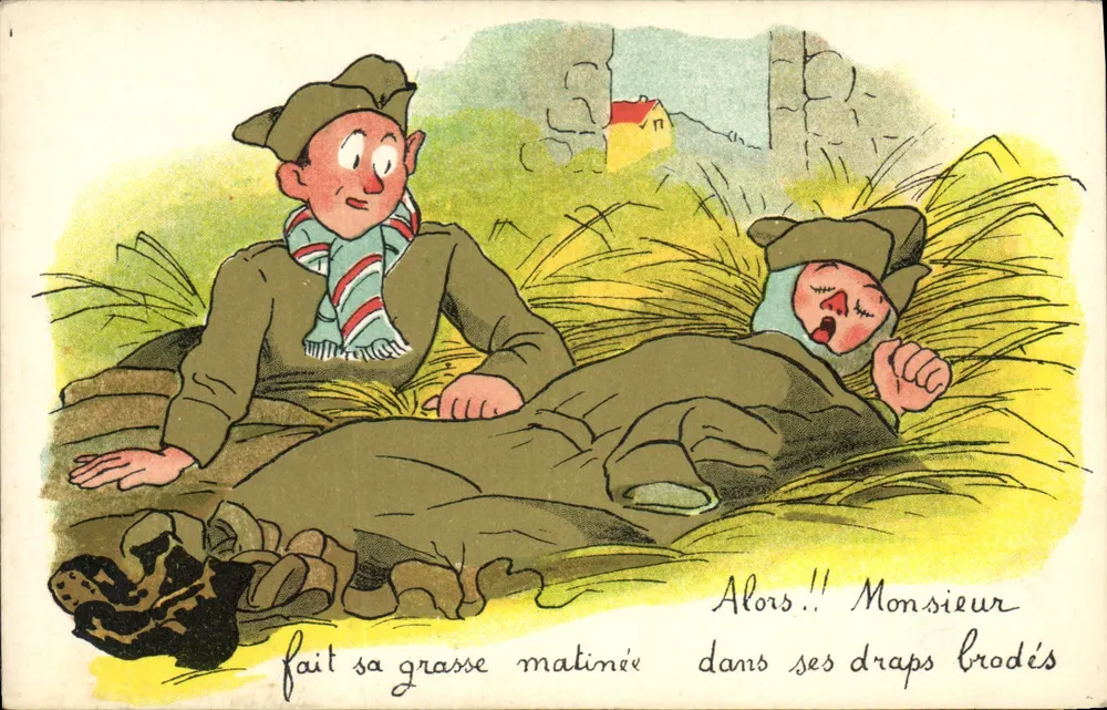 Zwei Soldaten in Felduniform — humorvoll — G.P. Paris - Vorderseite