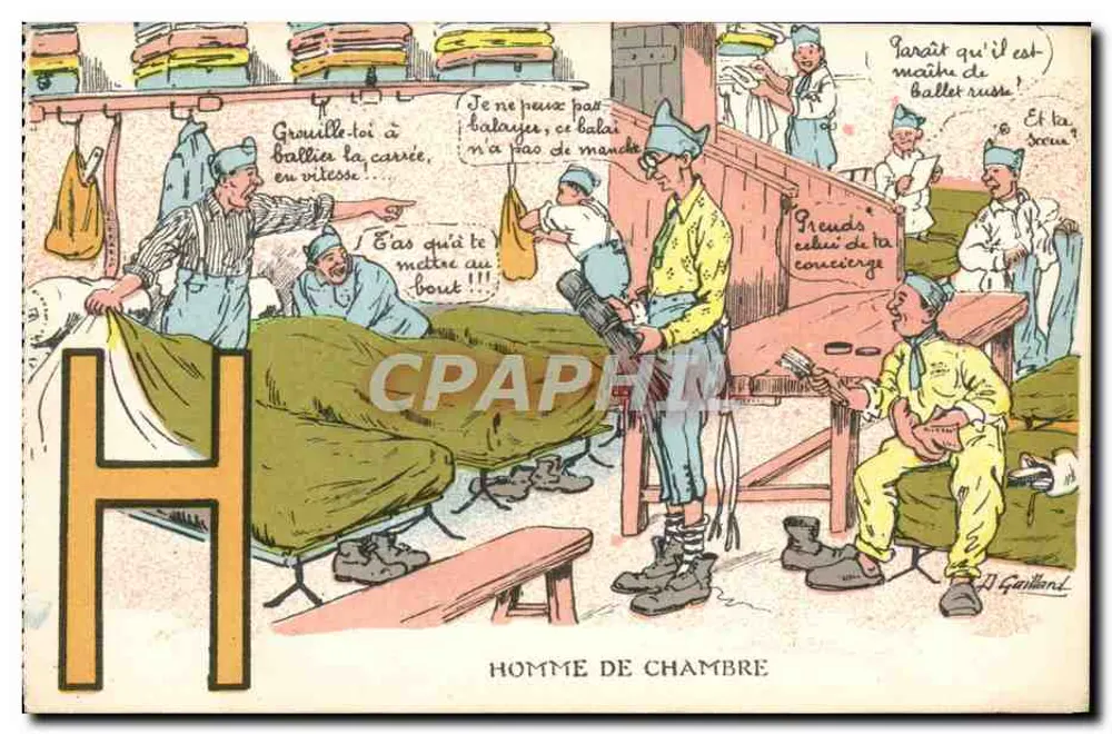 Kammerdiener — militärische Karikatur — J. Girillard - Vorderseite
