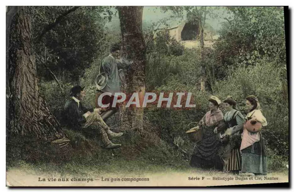 Das Leben auf dem Land — Die fröhlichen Gesellen — Héliotypie Dugas et Cie, Nantes, Serie F - Vorderseite