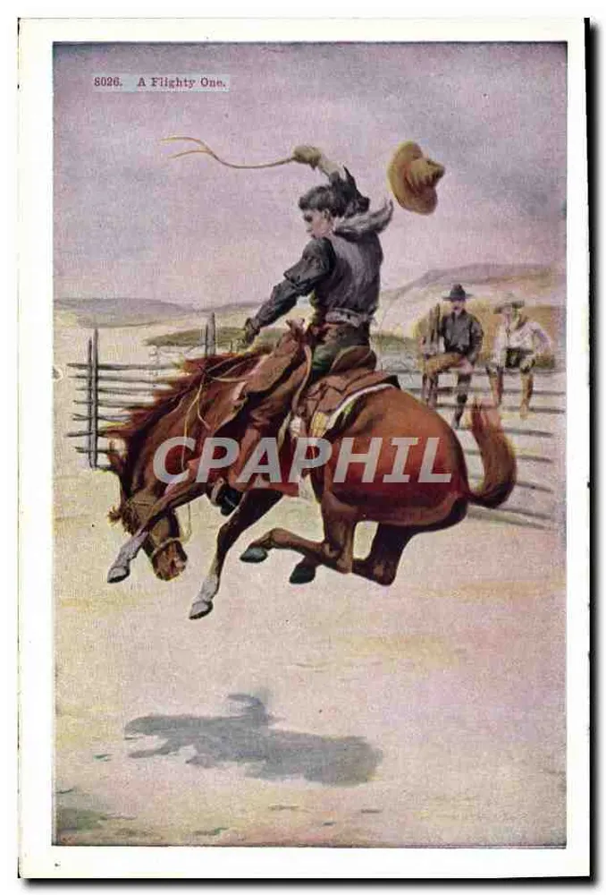 Cowboy lançando um lasso — A Fligthy One — série 8036 - Frente