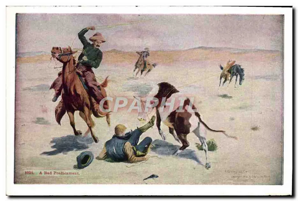 Cowboy lançando um lasso — A Fligthy One — série 8036 - Verso