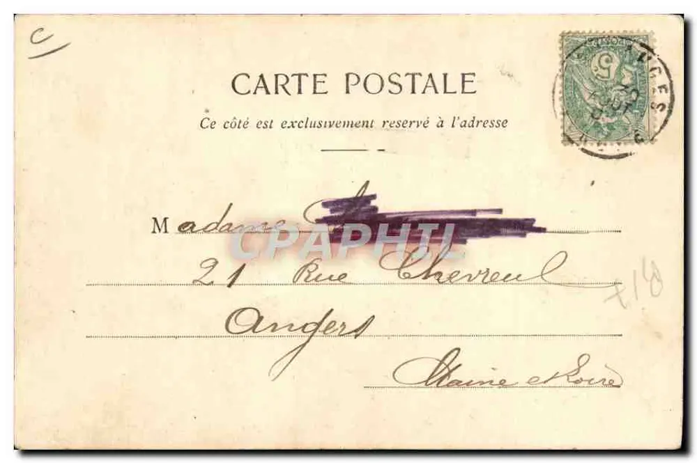 Eine alte Frau, die Tabak raucht — Phototypie A. Bergeret et Cie, Nancy — Seriennummer nicht sichtbar - Rückseite