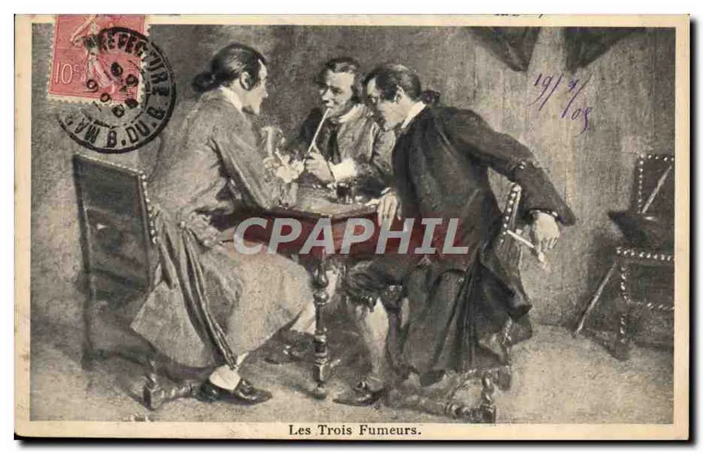 Os Três Fumantes — Editor: B. Du B. — Número de série: 1914/108 - Frente