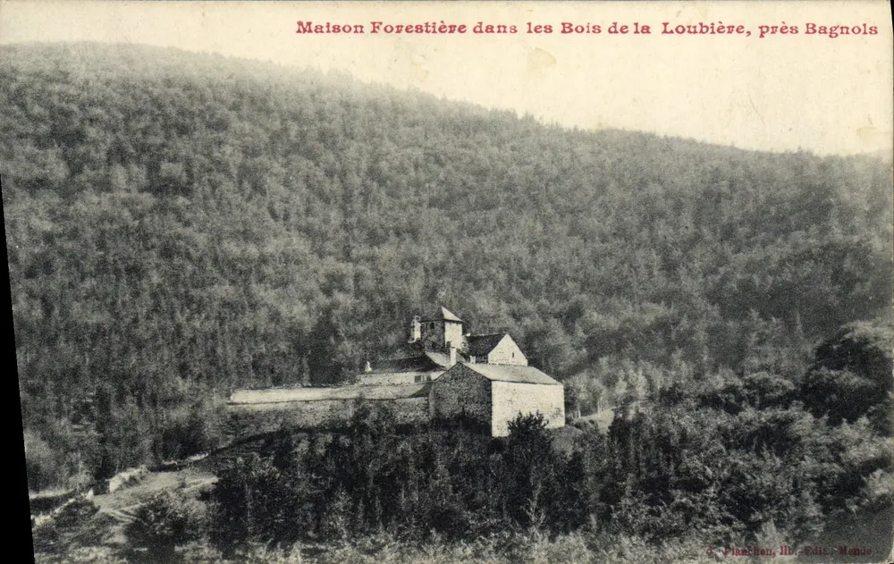Forsthaus in den Bois de la Loubière, nahe Bagnols — S. Planchen, lith. Edit. Mende - Vorderseite