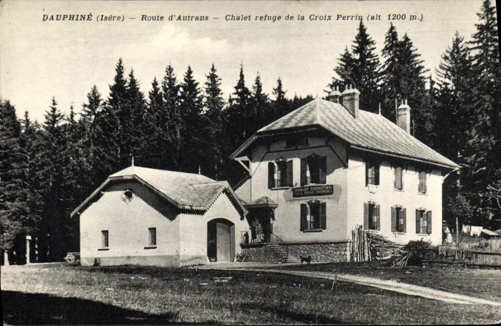 Dauphiné (Isère) — Route d'Autrans — Chalet refuge de la Croix Perrin (Höhe 1200 m.) - Vorderseite