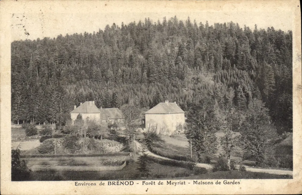 Umgebung von BRÉNOD — Wald von Meyriat — Wachhäuschen — Lithografie L. Lihou, Lyon - Vorderseite
