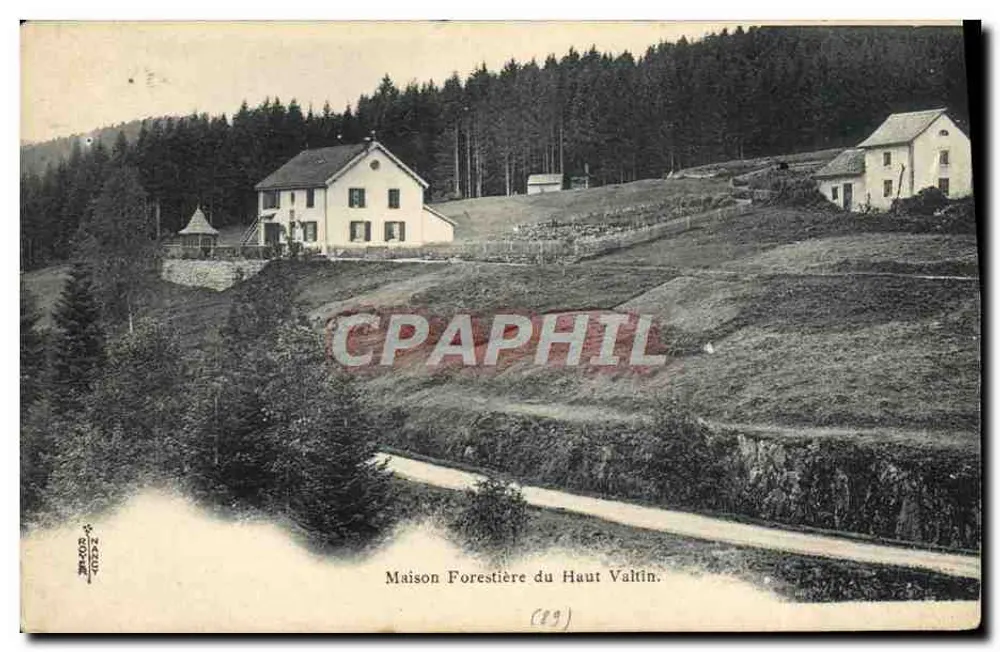 Casa Florestal do Alto Valtin — vista da construção e do paisagem florestal — editor não identificado, número de série (88) - Frente