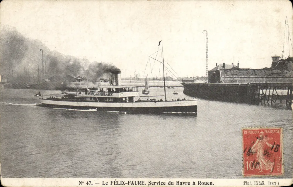 Le FÉLIX-FAURE — Dienst zwischen Le Havre und Rouen — Fot. DEJEAN, Havre, N° 47 - Vorderseite