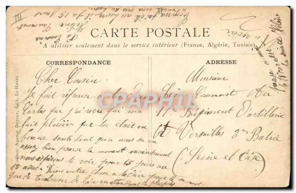 Le FÉLIX-FAURE — Dienst zwischen Le Havre und Rouen — Fot. DEJEAN, Havre, N° 47 - Rückseite