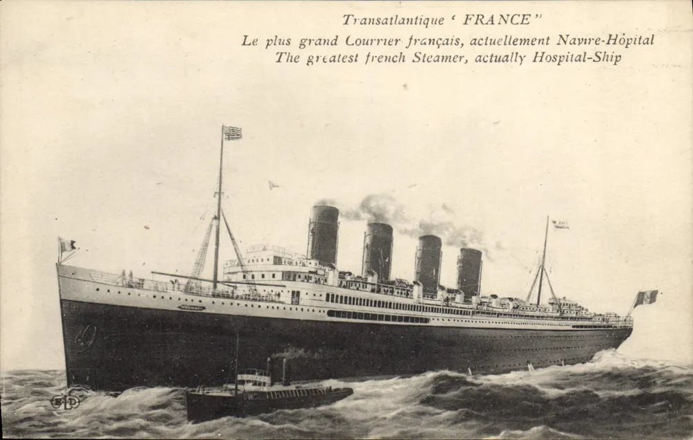 Transatlantisch 'FRANCE' — Die größte französische Postschiff, derzeit Krankenhausboot — Nr. 60 - Vorderseite