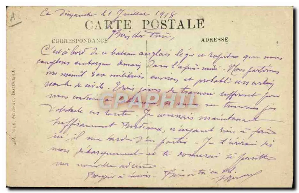 Bordeaux — Compagnie Générale Transatlantique : Figuig — C.B. - Rückseite