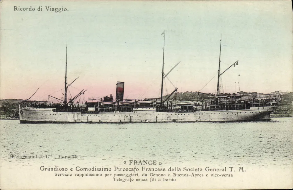 Das Dampfschiff « France » — Société Générale T.M. — H. Grinard & Cie, Marseille - Vorderseite