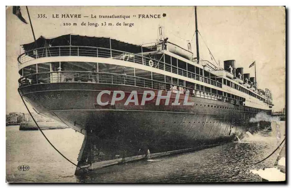 Le Havre — Le transatlantique "France" — éditeur EID, n° 335 - Vorderseite