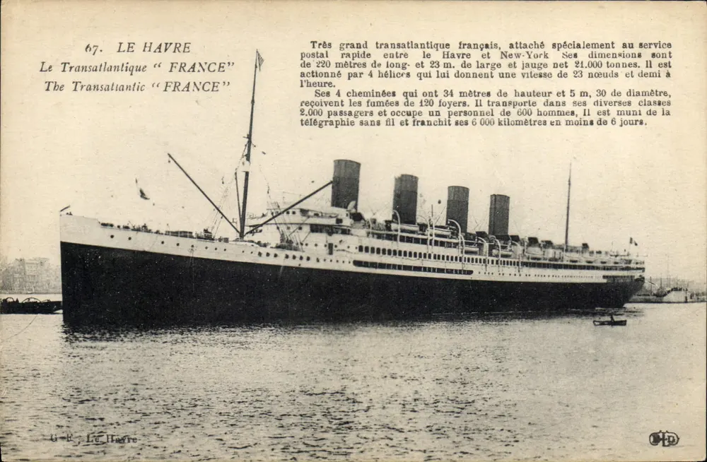 O Transatlântico "FRANCE" — Le Havre — Imprimé Illustré - Frente