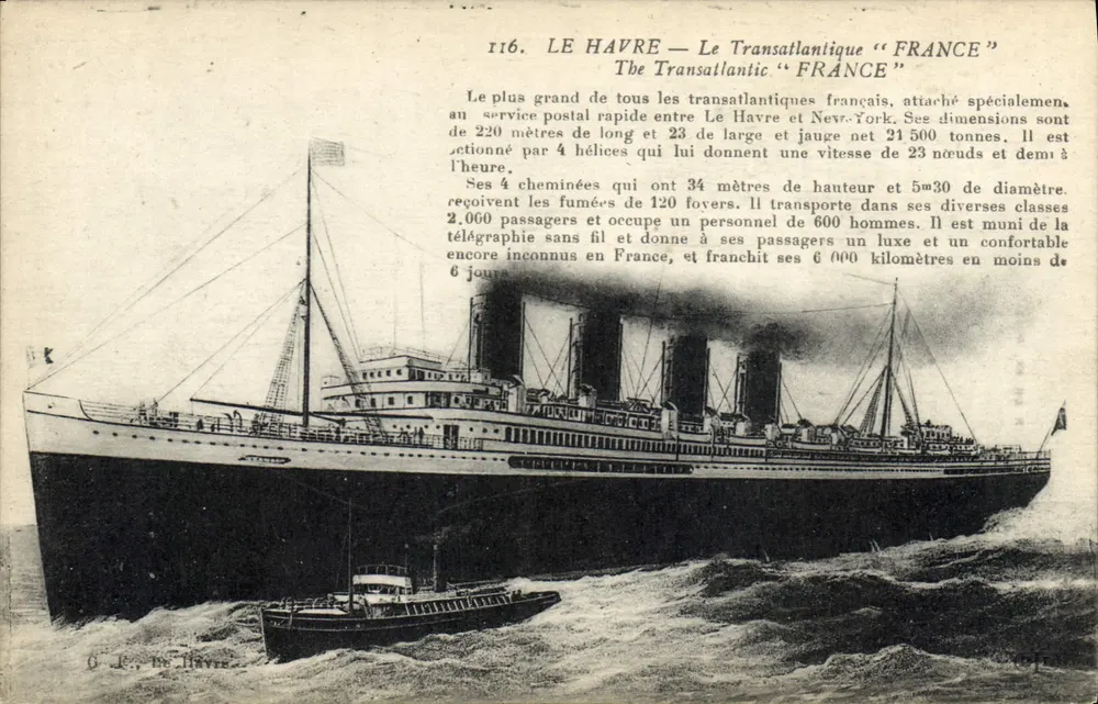 Le Havre — Der Transatlantiker "FRANCE" — Verlag MP. DELEY, PARIS, Nr. 116 - Vorderseite