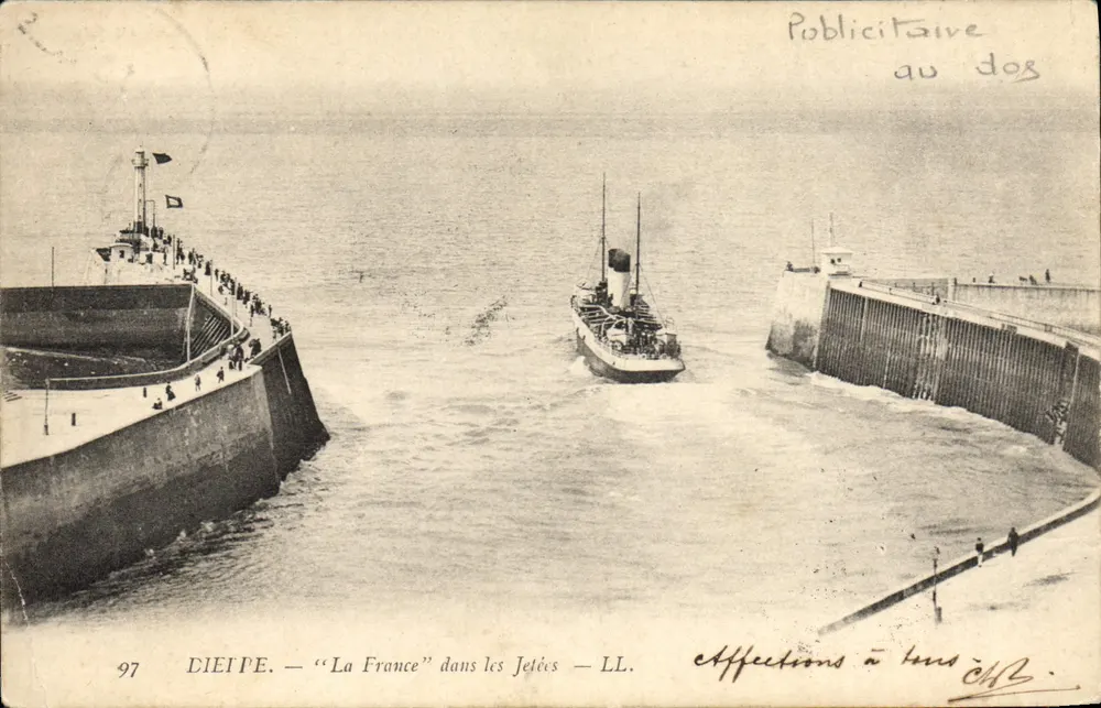 DIEPPE — Die "France" zwischen den Dämmen — LL. — Verlag LL. n° 97 - Vorderseite