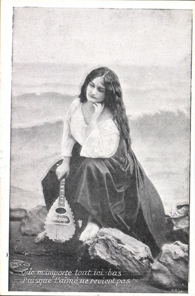 Frau mit Mandoline — poetischer Text — J.C. Paris, n° 52 - Vorderseite