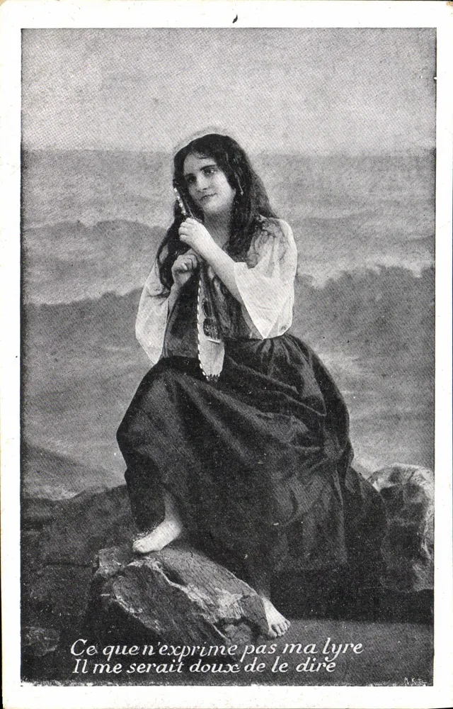 Junge Frau mit Lyra — Gedicht — J.C. Paris - Vorderseite