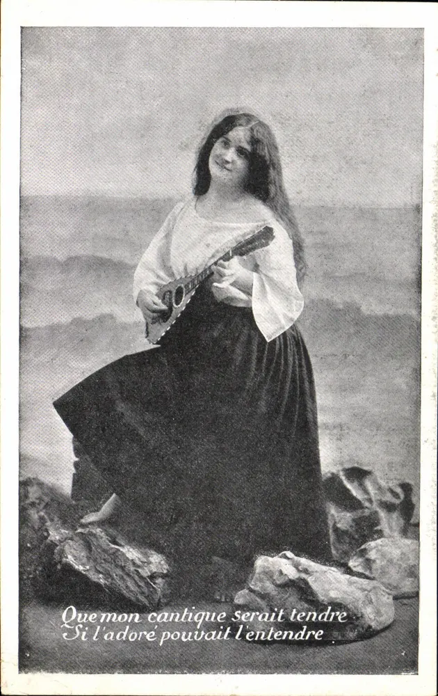 Junge Frau mit Mandoline — maritime Szene — J.C. Paris, Serie C - Vorderseite
