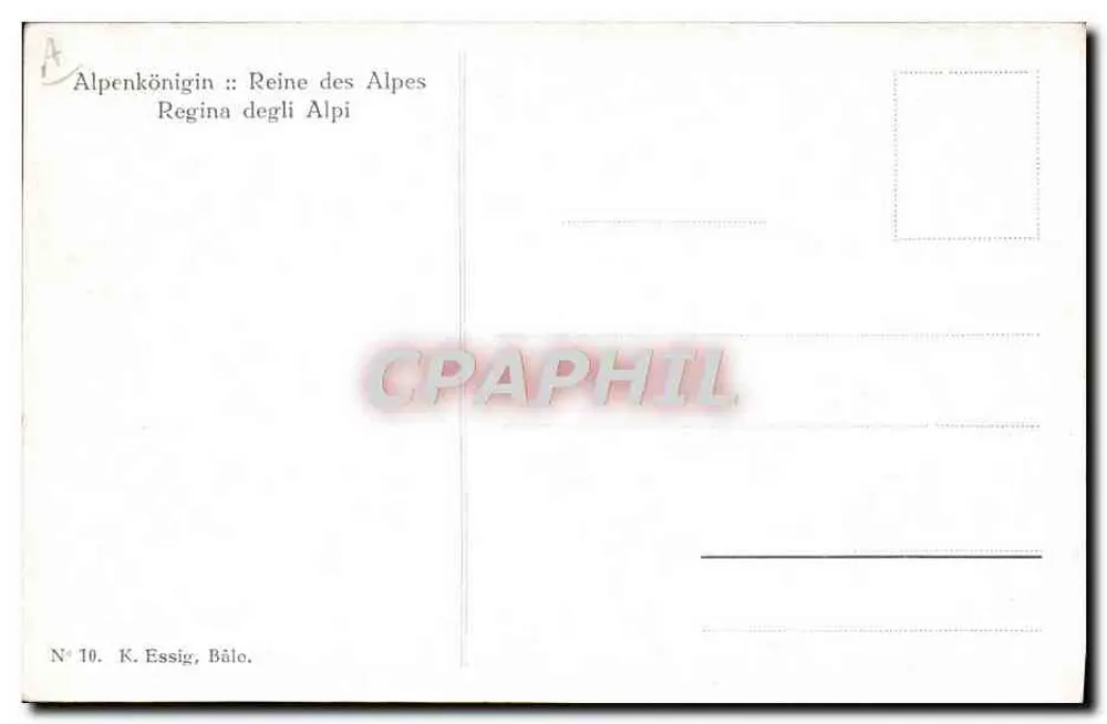 Alpenkönigin — Reina das Alpes — K. Essig, Bâlo, N° 10 - Verso