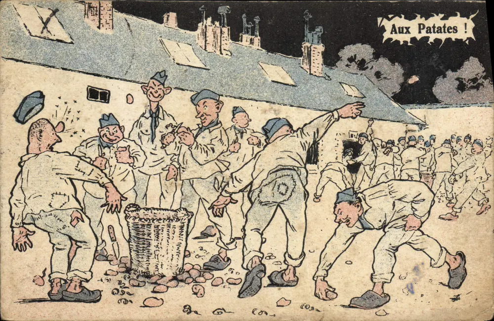 Soldaten, die an der Patate spielen — militärische Unterhaltungsszene — Éditeur E.R. PARIS - Vorderseite