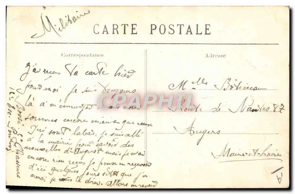 Spinnerei von Pontivy — Studie der Bretonischen Kopfbedeckungen — Sammlung Villard Quamper, Nr. 1213 - Rückseite