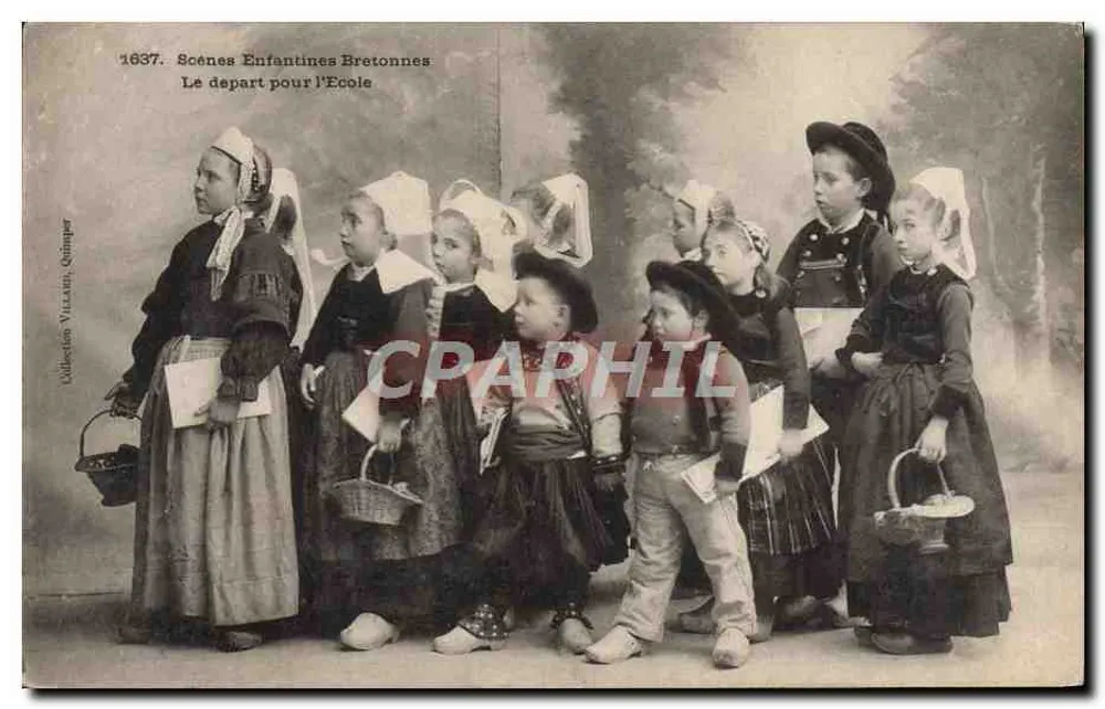 Bretonische Kinder-Szenen — Abreise zur Schule — Sammlung Villain, Guingamp - Vorderseite