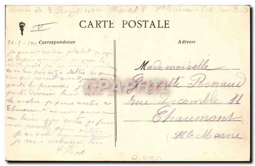 La Ridée - Noiva Bretã — Artaud-Nozais, Nantes — Depósito de Convalescentes - Verso