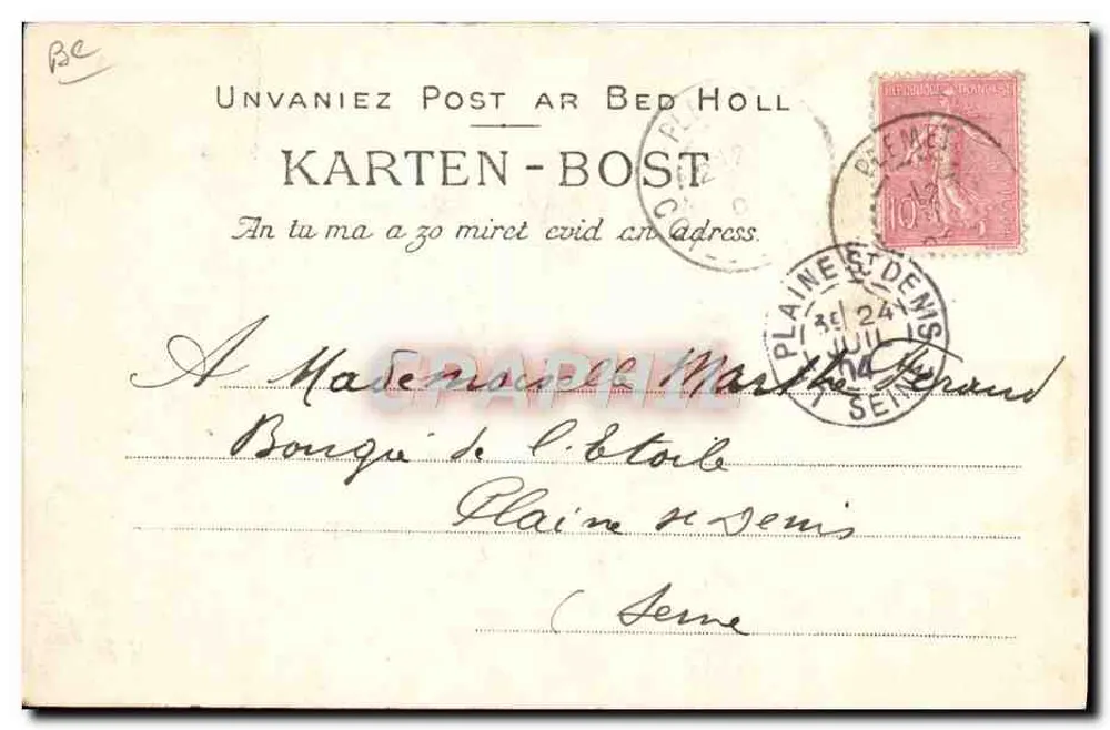 Morlaix — Alte Wasserträgerin, die ihre Pfeife ansteckt — Sammlung Villar, Quimper - Rückseite