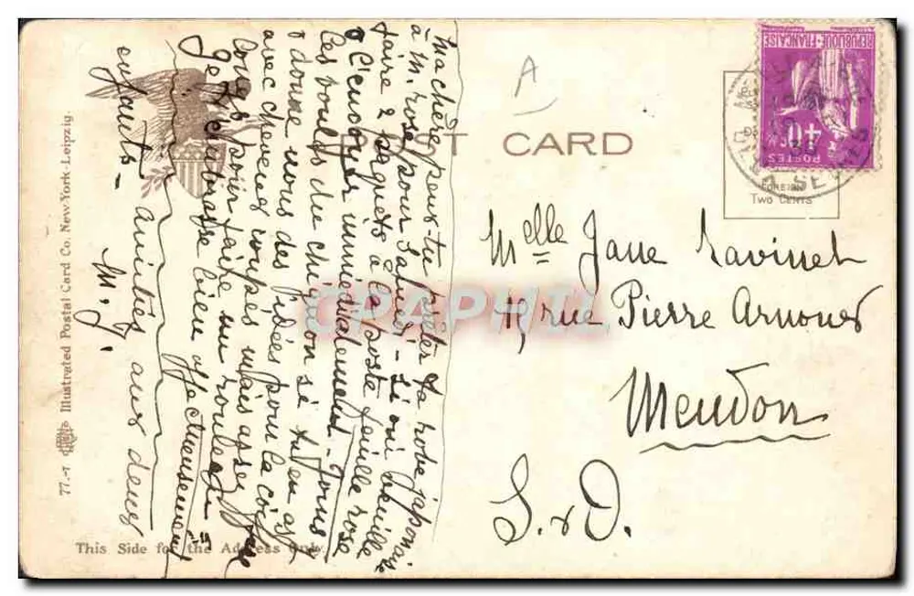 Sarcee squaw und Pony — Serie 77-7, herausgegeben von Illustrated Postal Card Co. New York - Rückseite