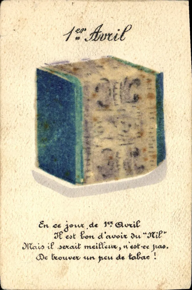 1º de Abril — Dia do Tabaco — carta postal humorística - Frente
