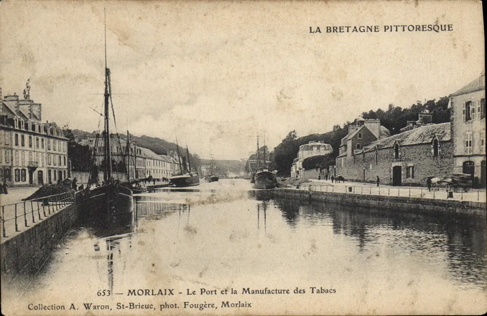 Morlaix - Der Hafen und die Tabakfabrik — Sammlung A. Waron, St-Brieuc, Foto von Fouguère - Vorderseite