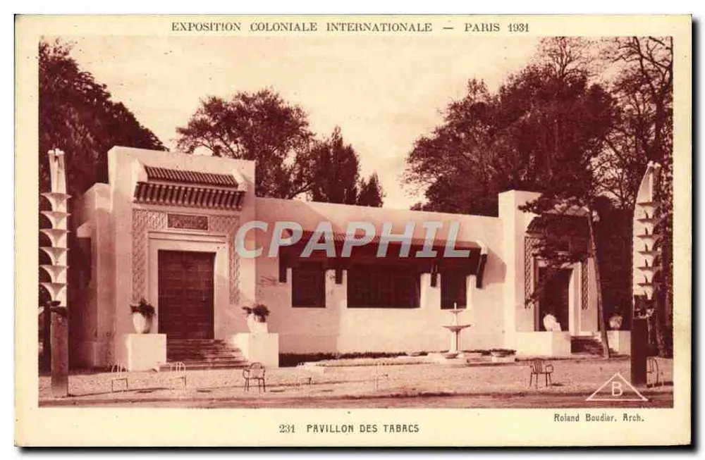Pavillon der Tabak — Internationale Kolonialausstellung — Paris 1931 — Roland Boudier, Arch. - Vorderseite