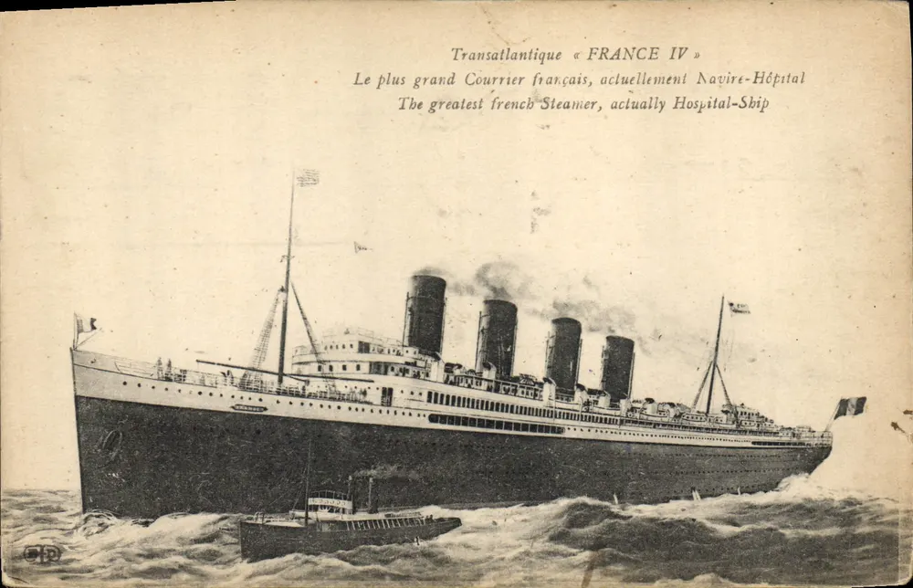 Transatlantiker « FRANCE IV » — Der größte französische Liner, derzeit Krankenhausschiff — Verlag nicht sichtbar - Vorderseite