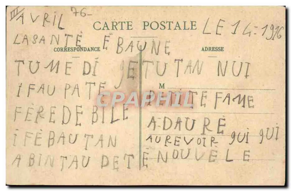 Le Havre — Le Félix-Faure em navegação — Editor C.V. n°2022 - Verso