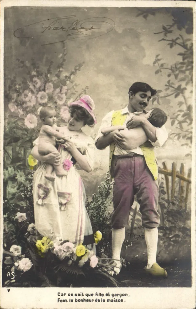 Glückliche Familie mit zwei Kindern — AS, Serie V — Verlag Charles Lévy - Vorderseite