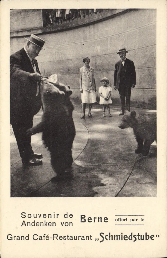 Espectáculo de oso — Berna — ofrecido por el Grand Café-Restaurant „Schmiedstube“ - Anverso