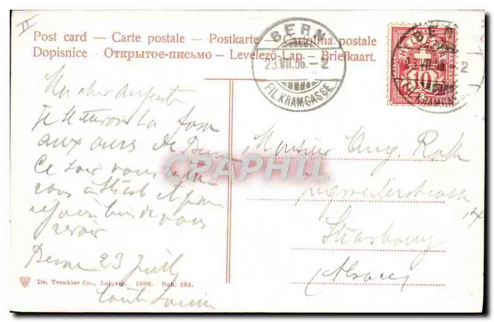 Bärengraben — Bern — Dr. Trankler Co., Leipzig, Nr. 252 - Rückseite