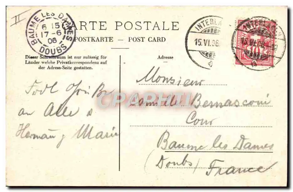 Bern - Bärengraben — Zoológico de Bern — editor F. Oesach-Müller, n° 398 - Verso