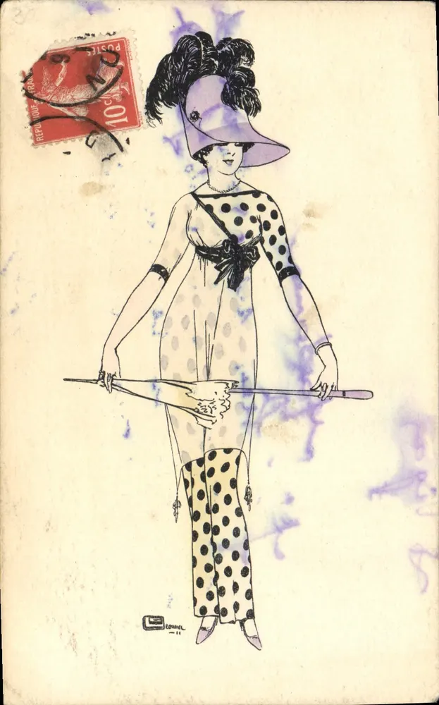 Frau in Kleidung mit Punktmustern — Illustration — Édouard - 11 - Vorderseite