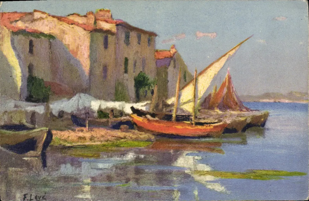 Martigues (Quartier Brescon) — Hafenblick mit Booten — F. Lévy - Vorderseite