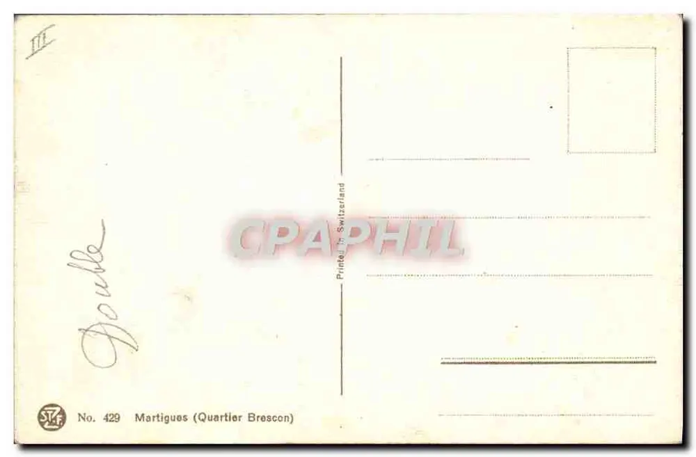 Martigues (Quartier Broscon) — Hafenansicht mit Segelboot — F. Levi - Rückseite