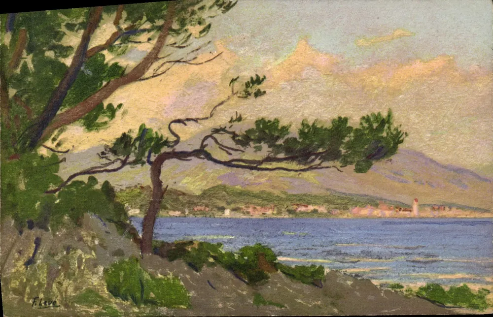 Ausblick auf Menton — Ölmalerei — F. Leve - Vorderseite