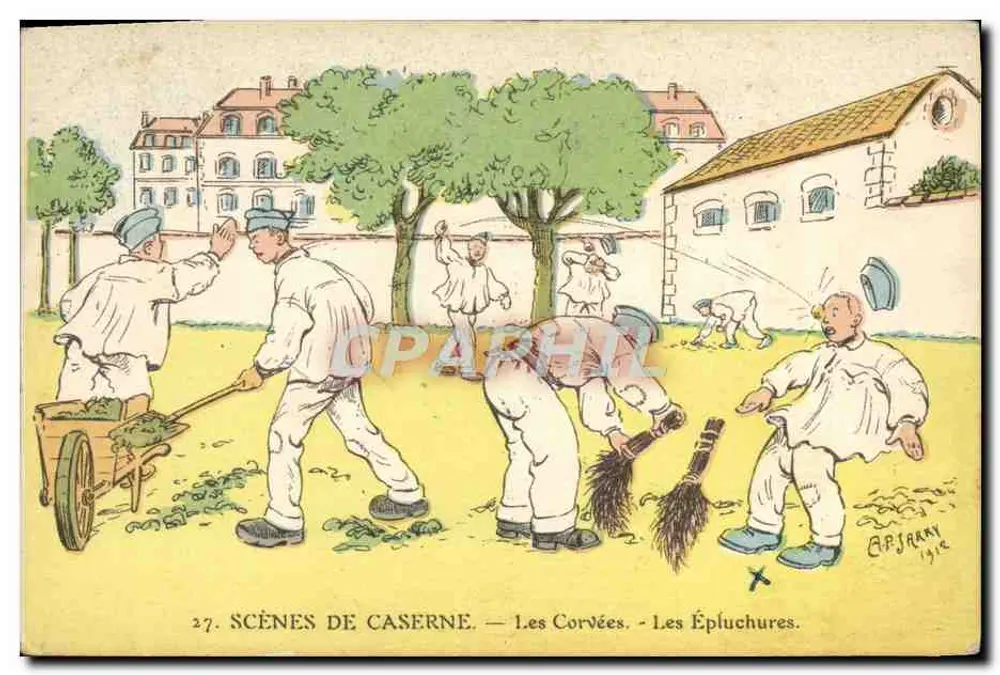 Szenen aus der Kasematte — Die Arbeiten — Das Schälen — G. P. JARRY 1912 - Vorderseite