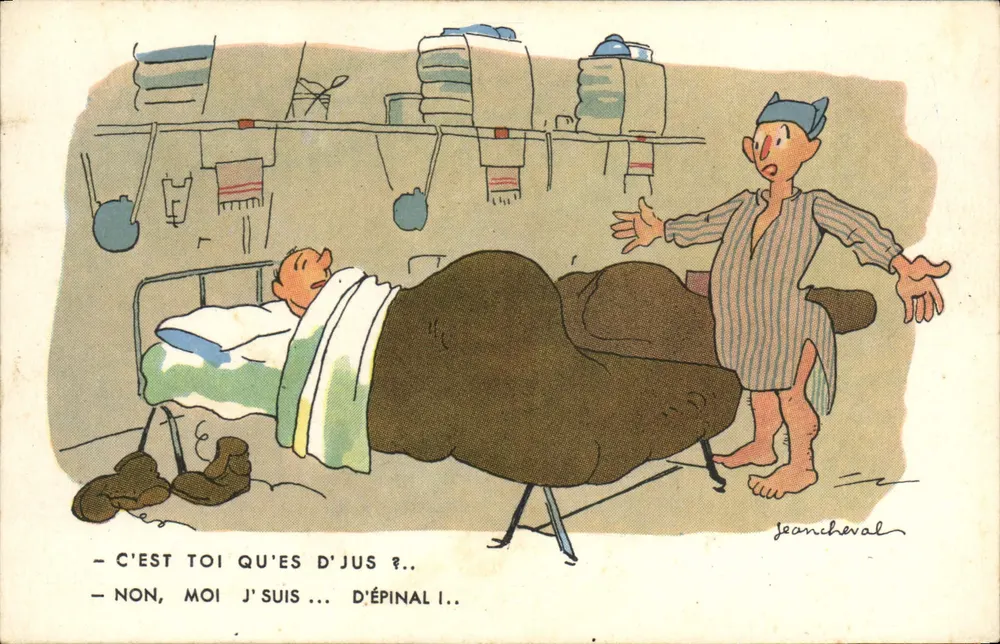 Humoristische Szene in einem Krankenzimmer — Jeancheval, Verlag Picard, Paris - Vorderseite