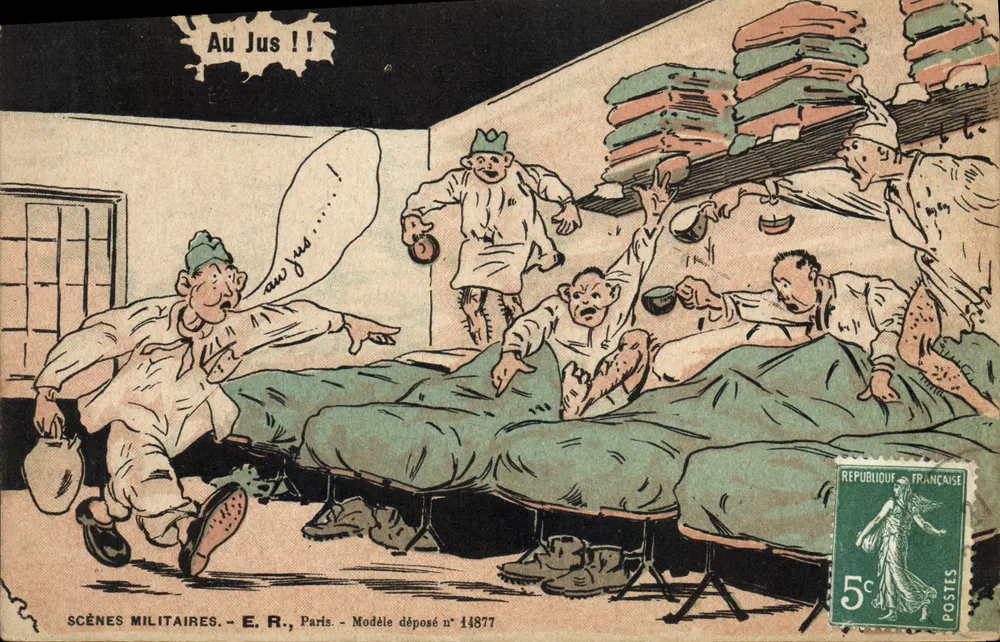 Militärszenen — Soldaten in der Erholung — E.R., Paris, Modellnummer 14877 - Vorderseite