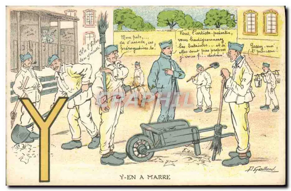 Soldaten auf einer Baustelle — Y-EN A MARRE — F. Gaillard - Vorderseite