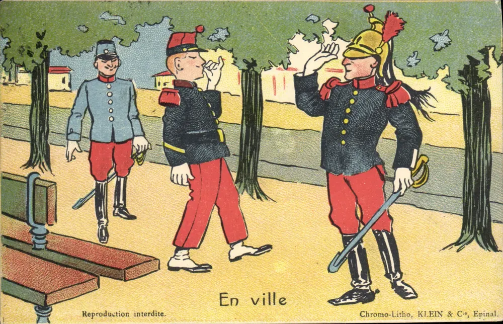 Soldaten in der Stadt — In der Stadt — Chromo-Litho, KLEIN & Cie, Epinal - Vorderseite